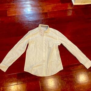 White button down shirt with plaid simple design